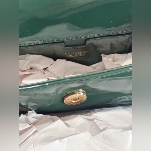 Valentino Orlandi Green Patent Leather Chain Bag - Picture 2 of 3
